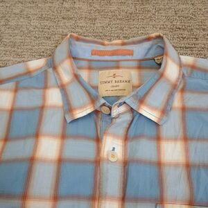 Tommy Bahama Jeans Island Crafted Mens XL 100% Cotton Blue Check Button up Shirt